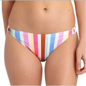 California Waves Rainbow Striped Hipster Bikini Bottoms - M